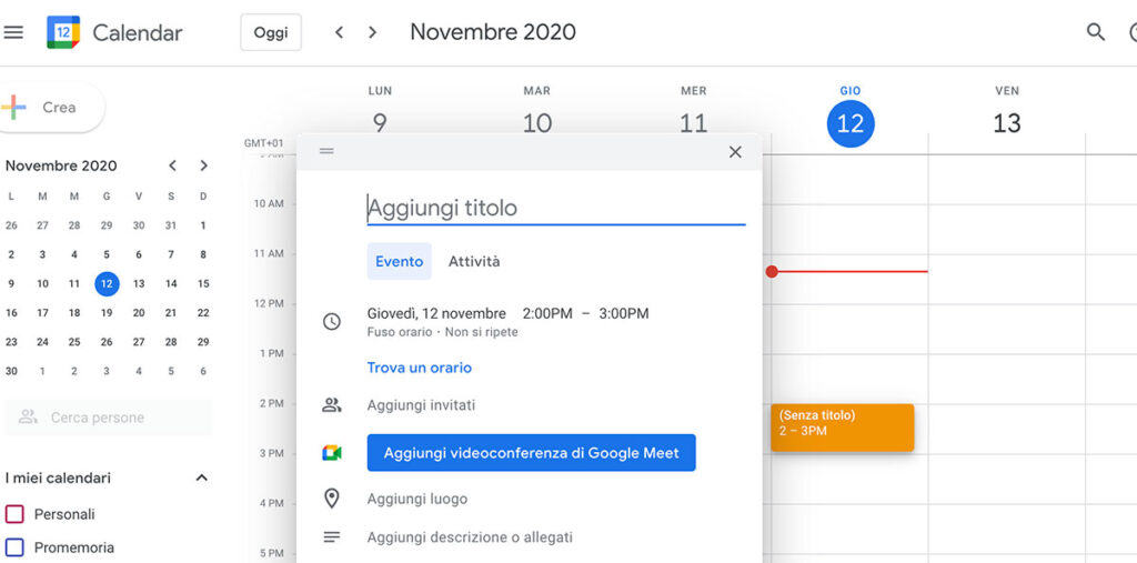 prenotare un appuntamento con google calendar per una riunione su google meet